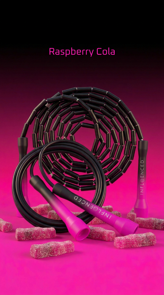 Raspberry Cola matching PVC and beaded jump rope bundle by Infloenced