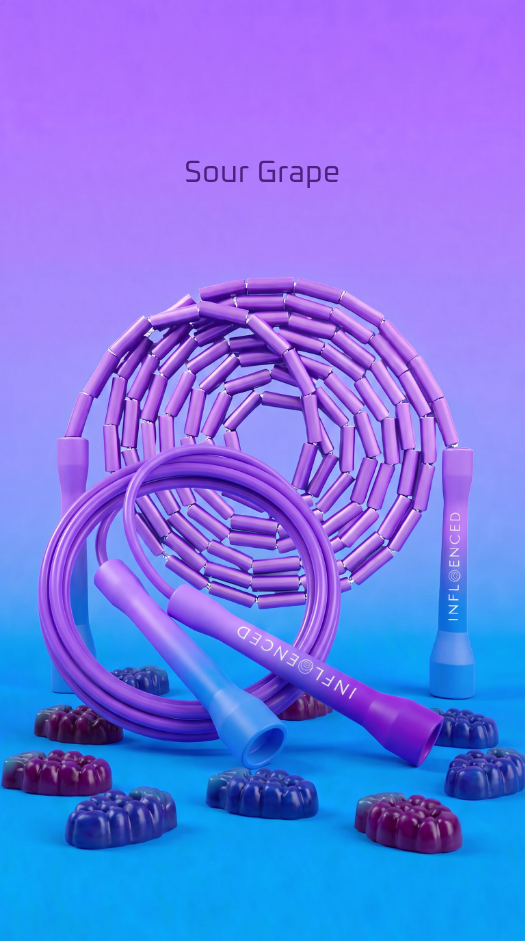 Sour Grape matching PVC and beaded jump rope bundle by Infloenced