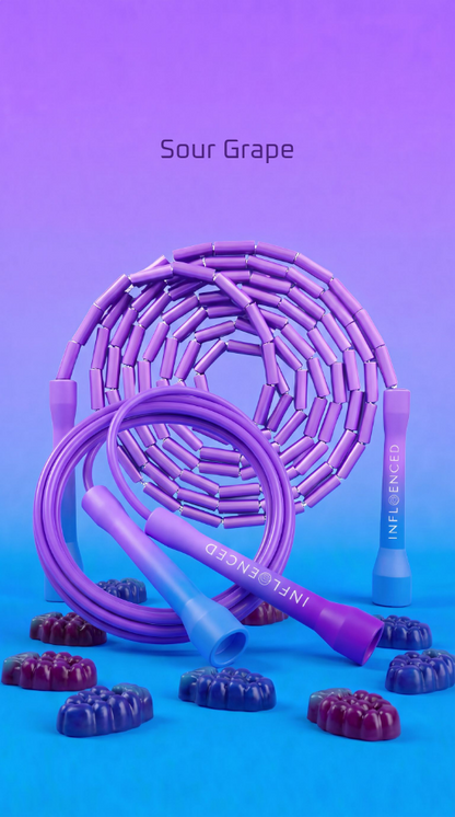 Sour Grape matching PVC and beaded jump rope bundle by Infloenced