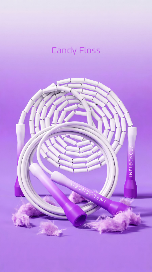 Candy Floss matching PVC and beaded jump rope bundle by Infloenced